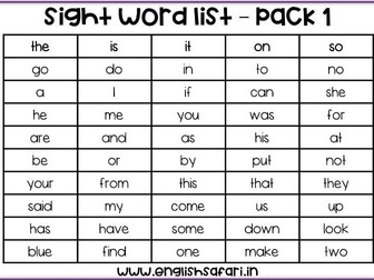 Sight words sentences cards - Pack of 50