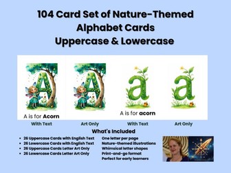 Alphabet Cards No Text and English Text Set 104 Cards