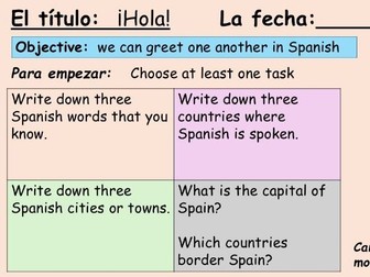 Introductions and greetings Year 7 Spanish 2 lessons