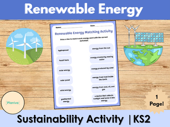 Renewable Energy Matching Worksheet | Sustainability Activity | KS2
