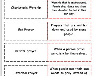 Key Word Match Cards for AQA Christianity Beliefs, Teachings and Practices