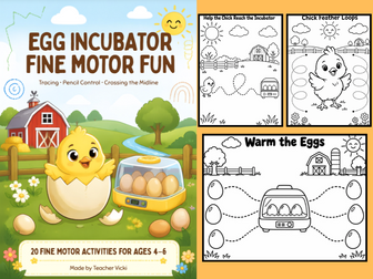 Egg Incubator Fine Motor Activities | 20 Preschool Worksheets | Ages 4–6