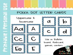 Uppercase Lowercase Letter Cards Blue Polka Dot Letter