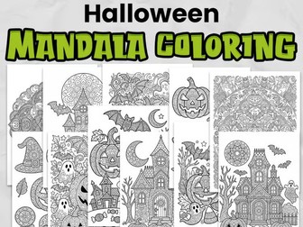 Halloween Mandala Colouring Pages: 13 No-Prep Mindfulness Activities for KS1 & KS2