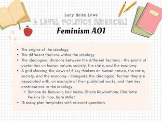 Politics A Level Edexcel - Feminism Non Core Political Ideas / Ideologies Revision