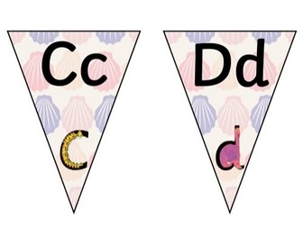 Upper and Lower case Alphabet Bunting with RWI alphabet