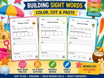 Sight Words Building Summer Sentences Kindergarten Handwriting