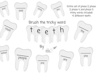 Write and brush the tricky word teeth!