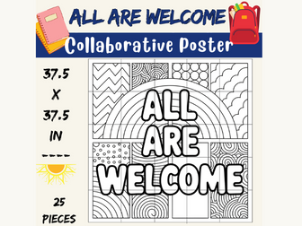 All Are Welcome Collaborative Poster | First Week of School Bulletin Board ideas