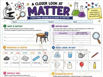 A Closer Look at Matter: Science Worksheet