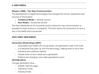 AQA Sociology: Media Notes (Paper 2)