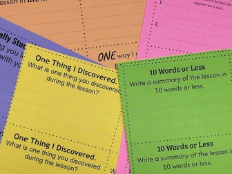 Plenary Ideas/ Exit tickets: Quick assessment in lessons
