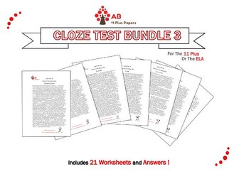 Cloze Test Bundle 3- Worksheets+Answers