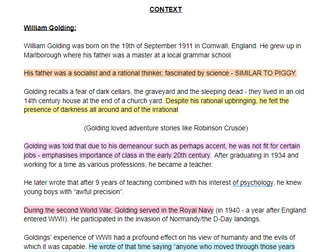 GCSE Lord of the Flies: Context, Themes, Character Analysis