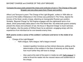 Charge of the Light Brigade + Bayonet Charge - Chaos of War - Essay Grade 9