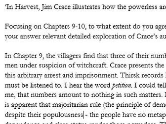 Jim Crace’s Harvest A* Model Response 3