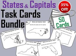 States and Capitals Task Cards Bundle
