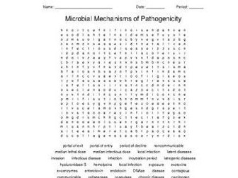 Microbial Mechanisms of Pathogenicity Word Search for a Microbiology Course