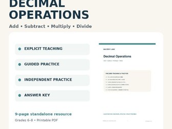 Decimal Operations Worksheets & Answers
