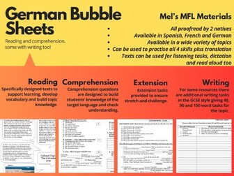 Freetime activities part 1 - German Bubble Sheets - Reading and Writing