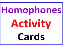 Homophones Activity Cards AND Lesson Plan (36 cards)