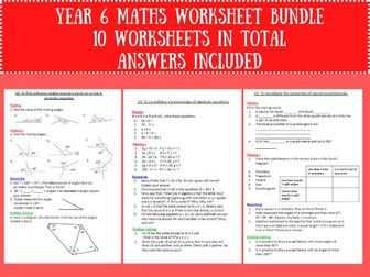 Year 6 Maths Worksheets Bundle (10 worksheets included)!