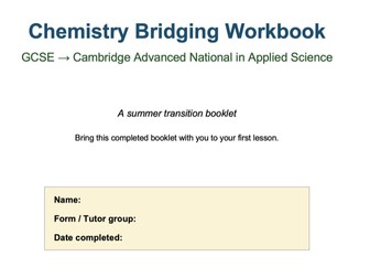OCR AAQ Applied Science Summer Bridging workbook Chemistry