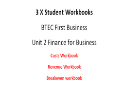 Workbooks for BTEC First Level 1/2 - Unit 2 Finance for Business