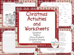 Christmas Activities &amp; Worksheets, Grammar, Poetry, Creative drawing