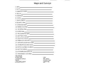 Maps and Surveys Word Scramble
