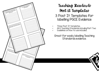 Teaching Standards Post It Templates