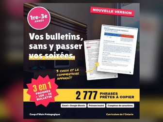 French Report Card Comment Generator Ontario Grades 1-3 | Commentaires bulletin