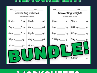 Converting Units of Length, Volume and Weight BUNDLE - Measurement Worksheets