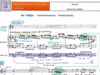GCSE 9-1 Edexcel Music Purcell Music for a While FULL SCORE ANALYSIS
