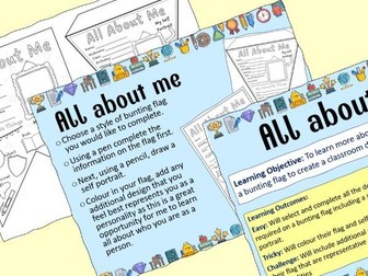 All about me bunting/flag - KS2 primary