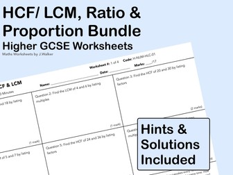 GCSE Maths: HCF/ LCM, Ratio & Proportion Bundle - Higher Tier