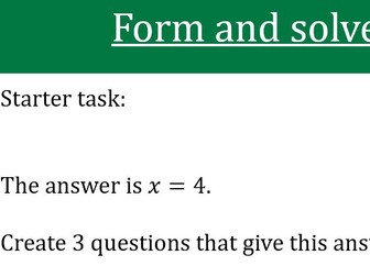 Form and solve equations