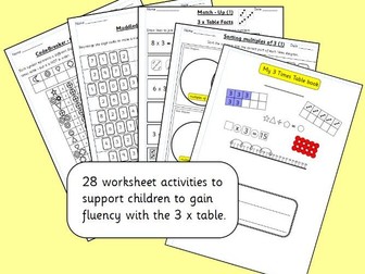 Three Times (3x) Table worksheet/activity booklet