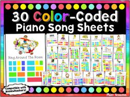 30 Color-Coded Easy-to-Play Songs for Boomwhackers or Piano!