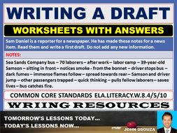 WRITING A DRAFT WORKSHEETS WITH ANSWERS | Teaching Resources