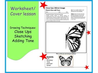 Art cover work/cover lesson worksheet - Close Up Drawings