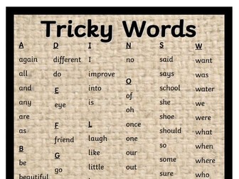 Year 2 Tricky Words and CEW - A5 mats for tables.