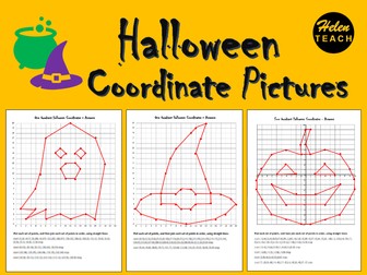 Halloween Coordinate Picture Differentiated Worksheets with Answers