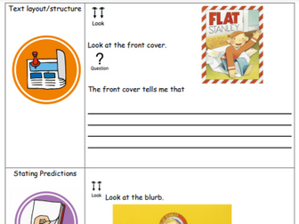 Guided reading for Flat Stanley using hooked on books symbols.