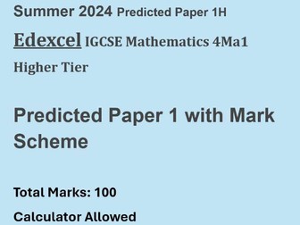 Summer 2024 Predicted Paper 1H Edexcel IGCSE Mathematics 4Ma1