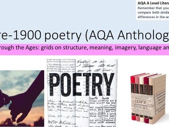 A Level Literature AQA love through the ages poetry revision smile grids pre-1900 pre 1900