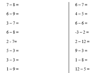 Drill on negative numbers / directed numbers with solutions