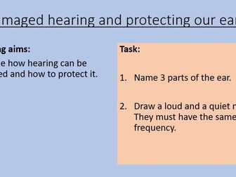 KS3 Damaged hearing and protecting our ears
