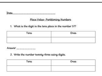 Place Value- Partitioning Numbers
