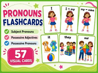 Pronouns Flashcards | 57 Visual ESL Cards